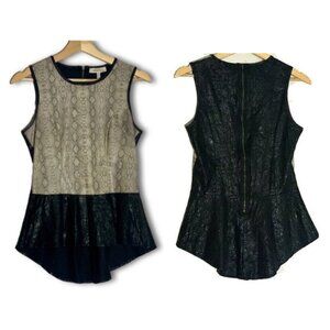 Monteau Snakeskin Pattern Faux Leather Peplum Top